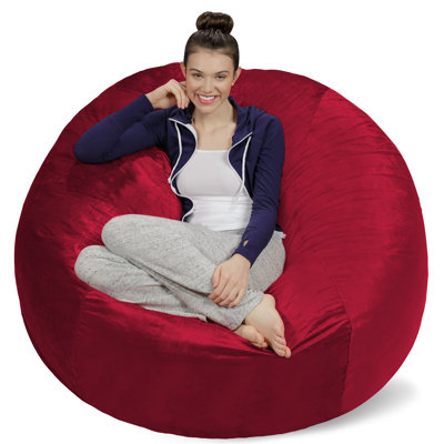 Bean Bag Chair - Shredded Foam Filled Round Pouf Chair - Plush, Ultra Soft Memory Foam Filled Bean Bag Chair with Microsuede Cover - Stuffed Foam Filled Furniture and Accessories for Dorm Room - Multiple sizes 5 Ft or 6 Ft
