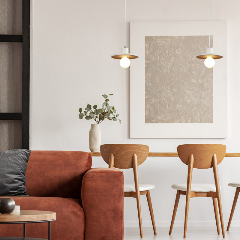 Leni - Light Single Pendant, Matte White/Champagne Gold, Brushed Nickel