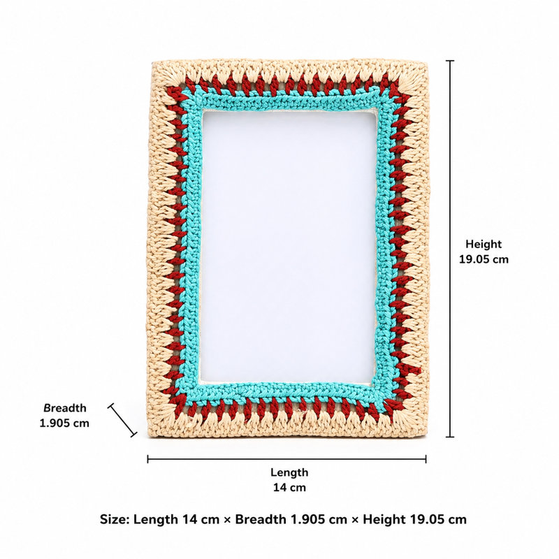 Beads Picture Frame, Teal/Red/Beige