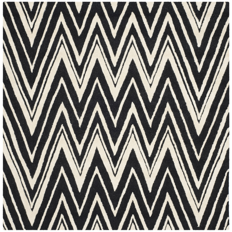 Sanyla Hand Tufted Wool Chevron Rug, Square 6'