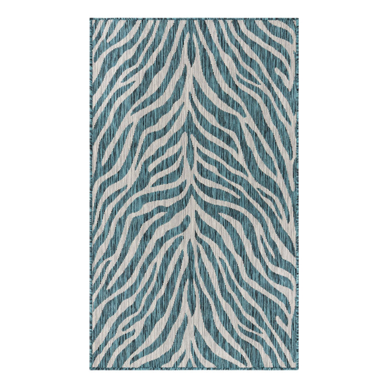 Teal Tsavo Indoor/Outdoor Safari Rug, Rectangle 3' x 5'3"