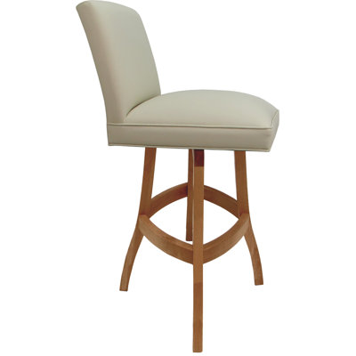 Tabouret de bar pivotant en bois sur base en S