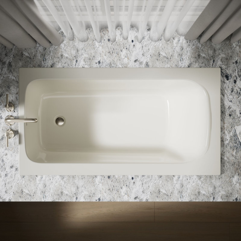 Avec 60 In. X 32 In. Drop-In Bath, Off White