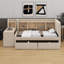 Lit de jour simple rembourré - Tiroirs, tablettes, armoires rabattables et table d'appoint incluses-202897021