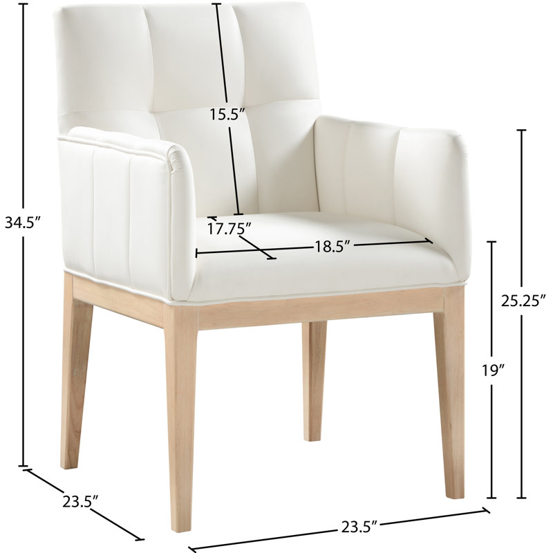 Adrian Vegan Leather Dining Arm Chair, Cream Vegan Leather, Natural
