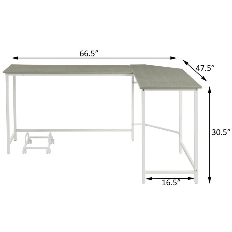 Bureau moderne en forme de L en blanc gris, maximisant l'espace de bureau et la galvanisation