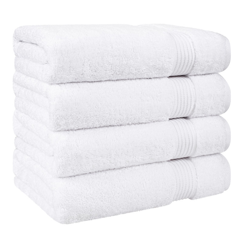 Ensemble de serviettes de bain 100% coton turque 4 pièces, serviettes de bain douces et absorbantes, Blanc