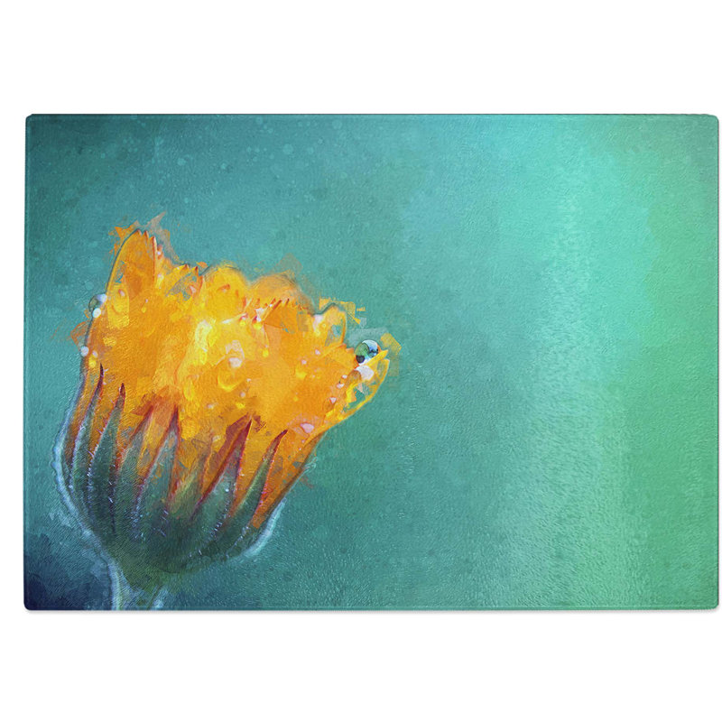 Tempered Glass Blooming Flower Chopping Board, 39 cm W x 28.5 cm L