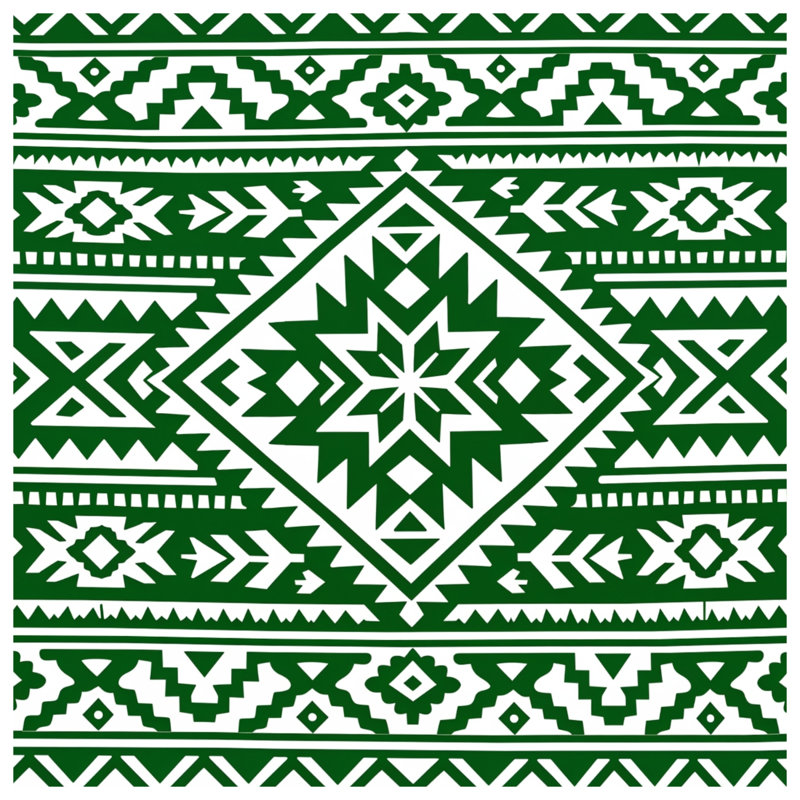 Coussins Green Aztec, 16 x 16 inches