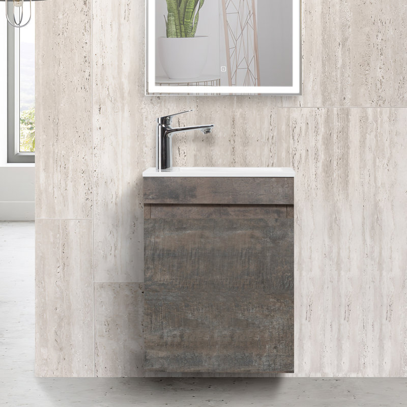 Amnicon 40mm Single Bathroom Vanity with Drop In Resin Basin, Stone Grey