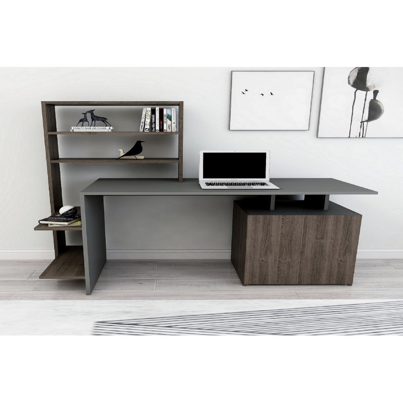 Nase Computer Desk, Walnut/Anthracite