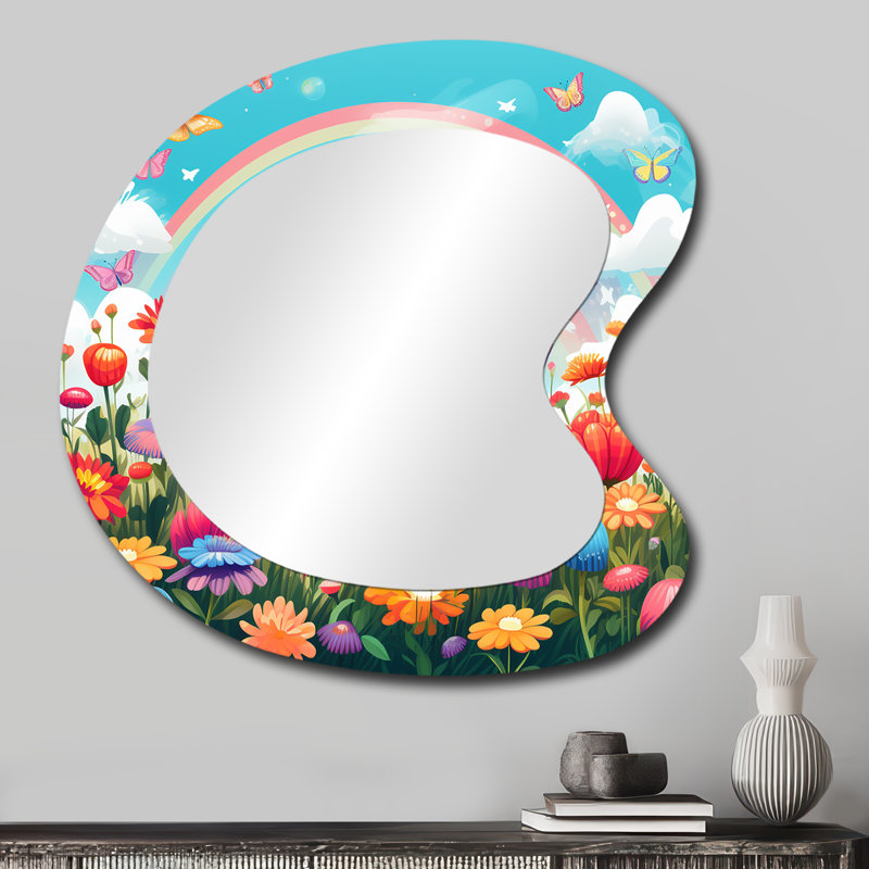 Miroir mural moderne irrégulier papillon, 27 po x 27 po
