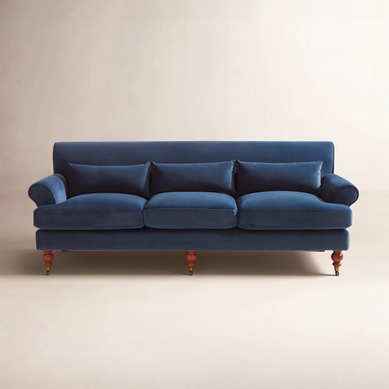 Upholstered Sofa, Steel Blue Velvet