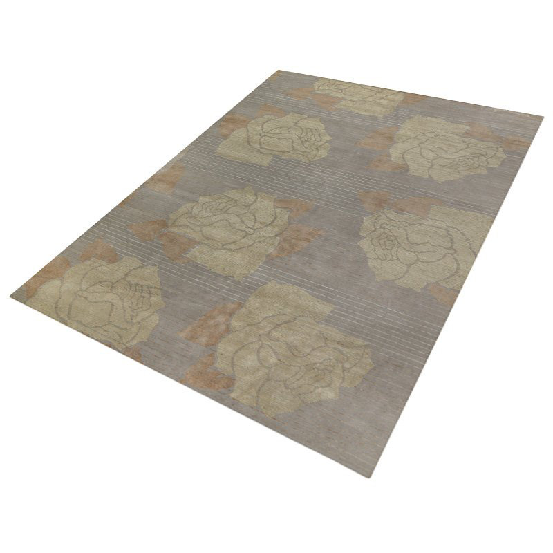 Lux Rose Area Rug in Brown/Gold/Gray, Rectangle 6' x 9'