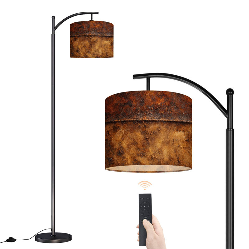 Arc Floor Lamp with Adjustable Lampshade dark golden grunge mono copper Metal Standing Lamp 3 Color Temperatures Dimmable Tall Pole Lamp with Foot Switch for Bedroom
