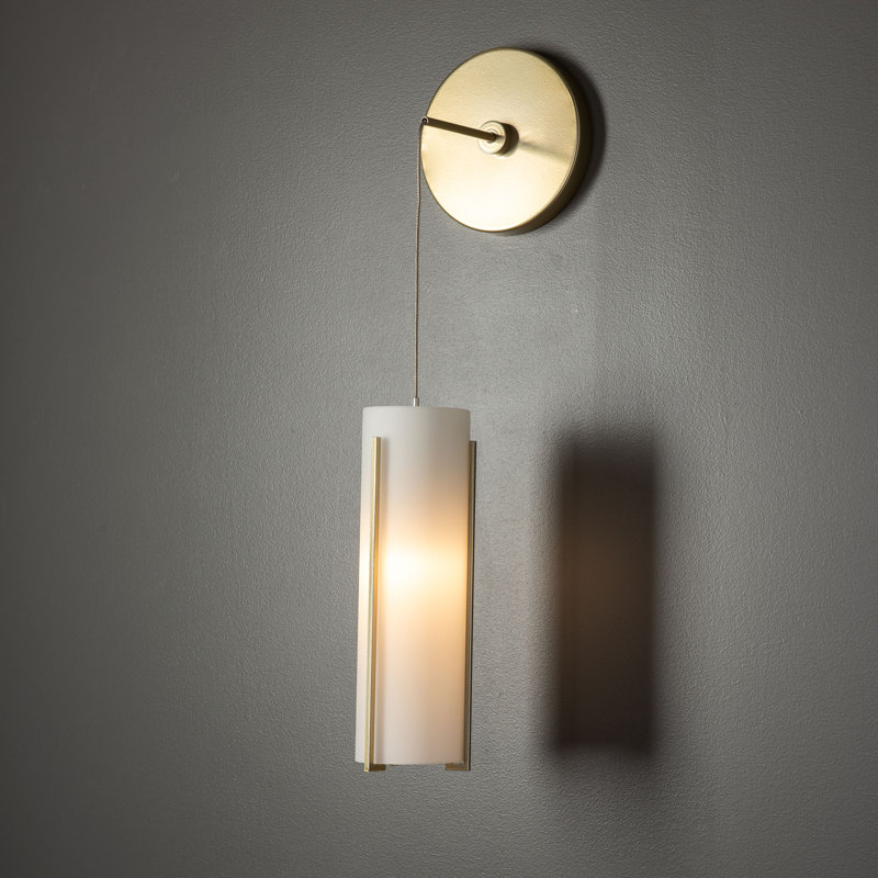 Applique murale à bras en acier 1 lumière Exos, Blanc opale, Laiton moderne
