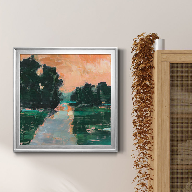 Coral Sunset I-Premium, toile encadrée - prête à être accrochée, Cadre argenté, H 17,5 po x l 17,5 po x P 1,5 po