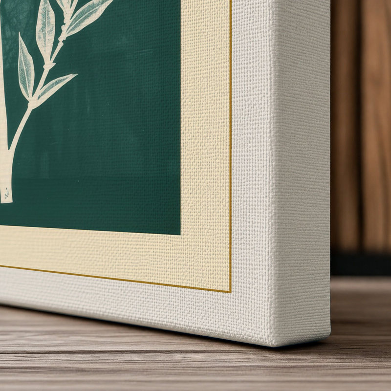 Study in White Botanical - Wrapped Canvas, 30x20 - 76.2 x 50.8 cm, Cream Border