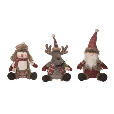 Christmas Plush Rustic Standing Christmas Pal Set of 3 Christmas Home Decorations