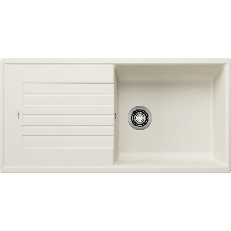 Zia Single Bowl Inset Kitchen Sink, 202mm H x 500mm W x 1000mm L, Soft White