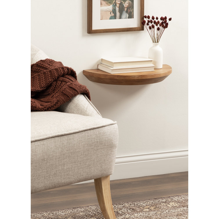 Canvey Half Moon Solid Wood Floating Table Shelf