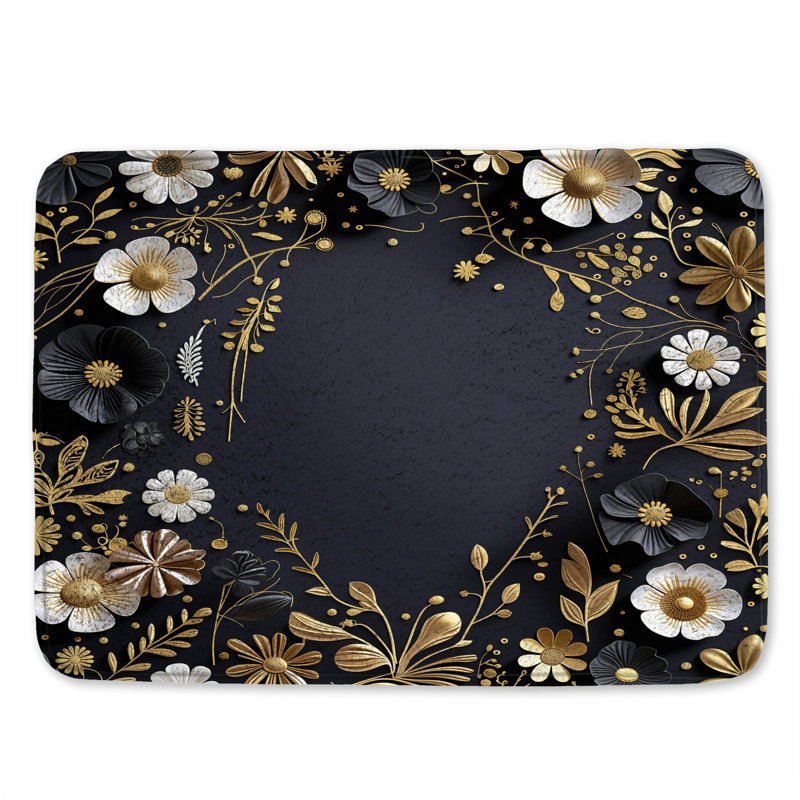 Tapis de bain floral Art Deco, L 34 po x L 21 po