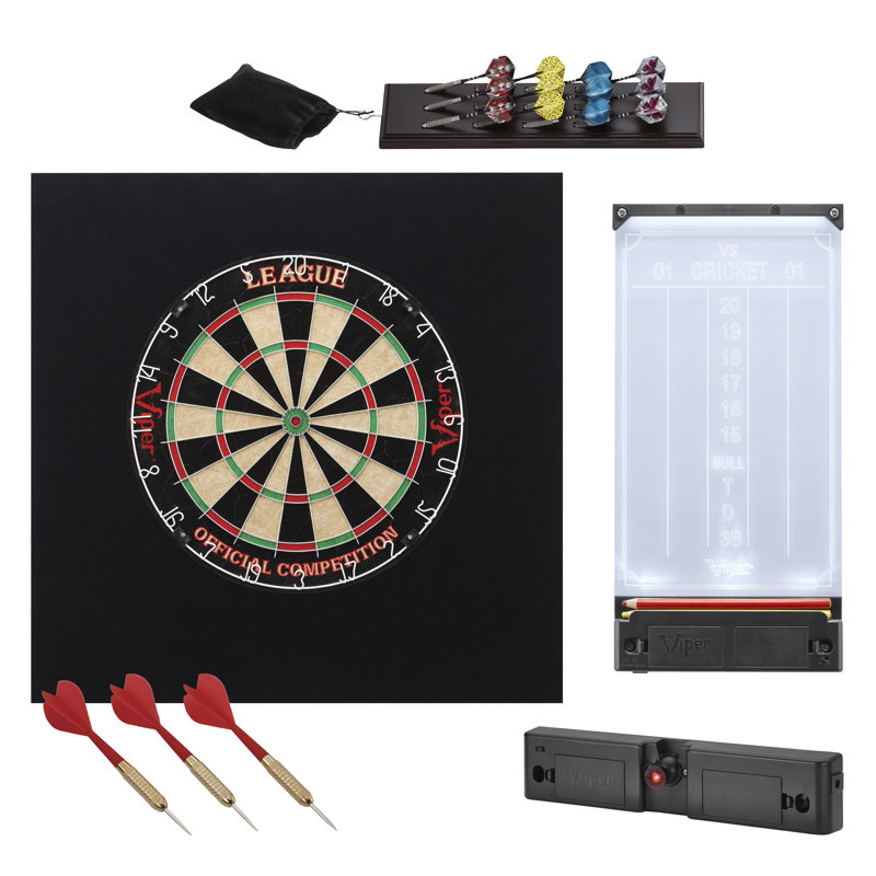 Ensemble de jeu de fléchettes en sisal Viper avec support, jeu de fléchettes, tableau de pointage illuminé et fléchettes