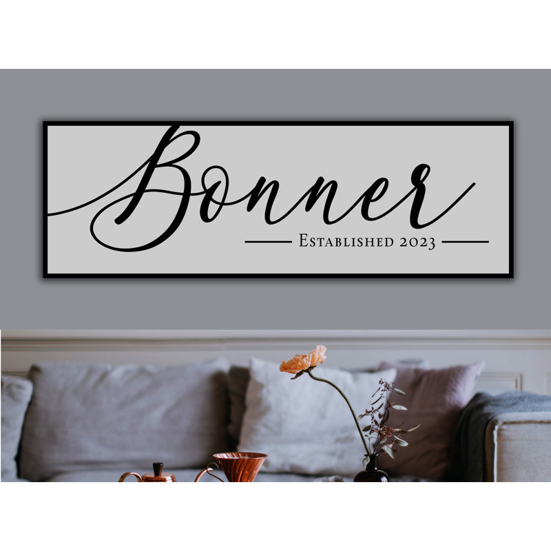 Enseigne personnalisée de nom de famille sur métal, H 16 po x l 48 po x P 0,04 po, Oui