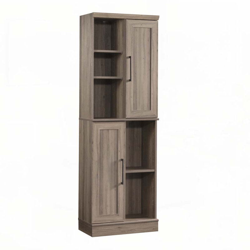 Grande armoire de rangement 71,42 "Farmhouse, Noir, Gris brun