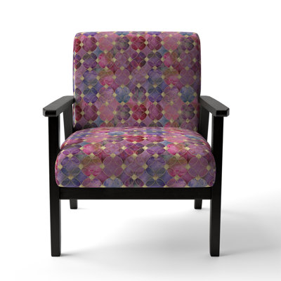 Fauteuil d'appoint rembourré à motif rose et doré à paillettes abstraites