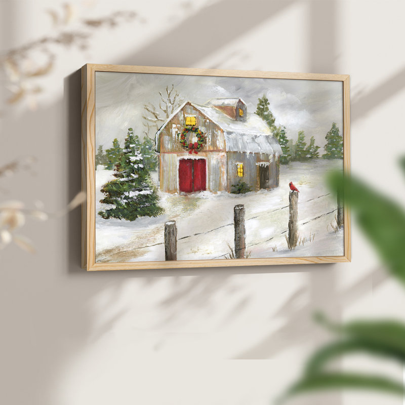 Winter Barn -Framed Print - Restickable, H 8 po x l 10 po, Naturel