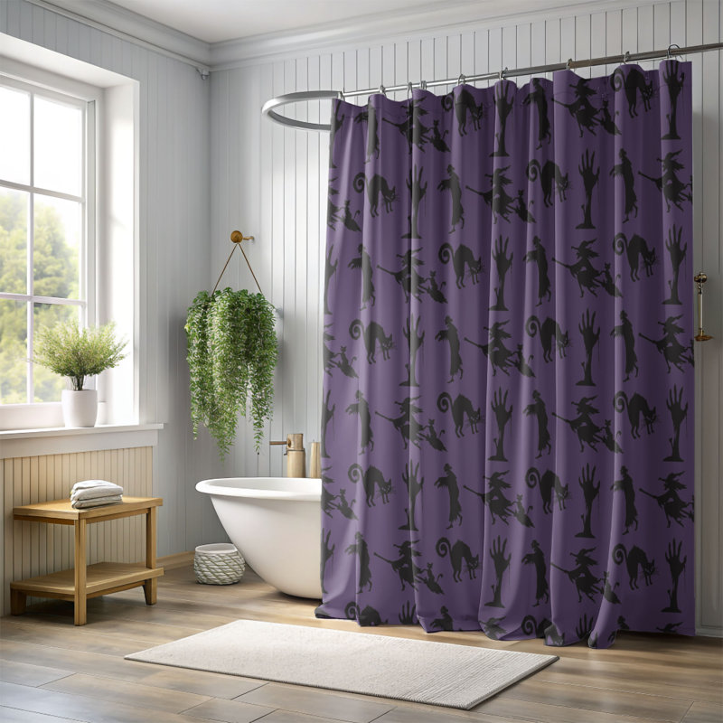 Rideau de douche 1 pièce Spooky Fandom, H 74 po x l 35 po