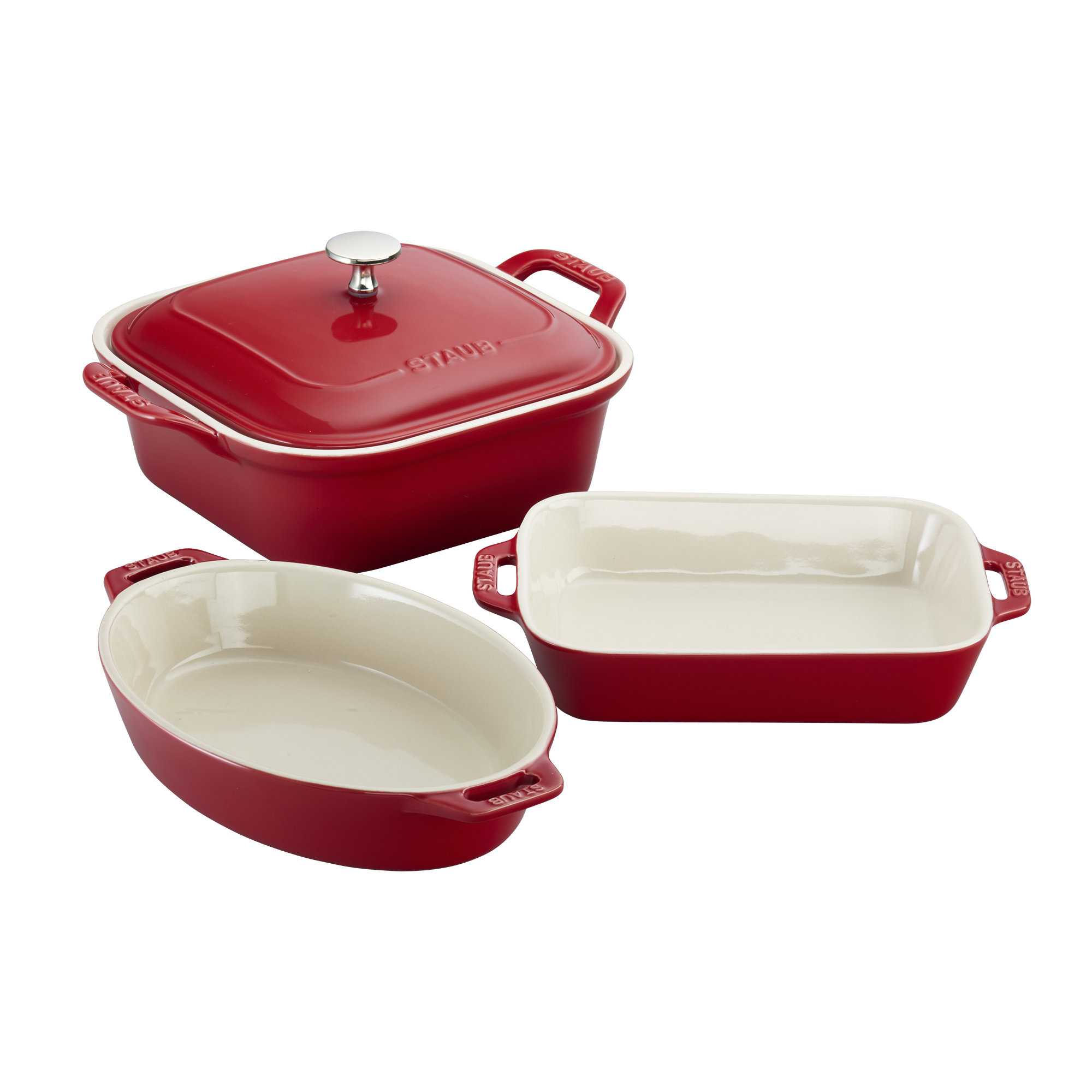 Ceramique Ovenware Set 4 Piece, Cherry