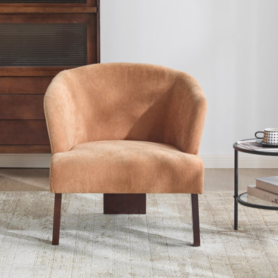 Chaise d'appoint rembourrée Carreras avec dossier courbé et pieds en bois