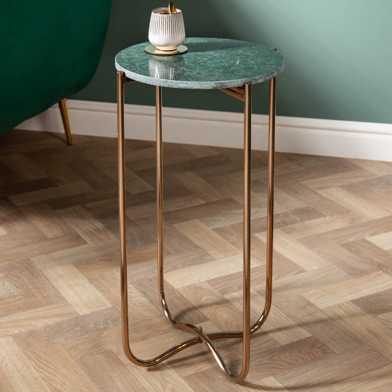 Dumas End Table, Gold, Green Marble