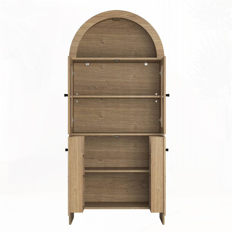 Armoire de rangement arquée avec éclairage DEL, Naturel/noir