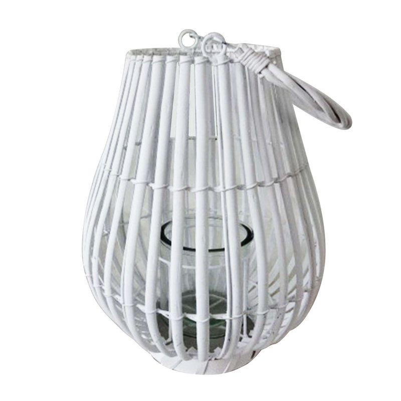 Metal Wall Lantern, White, 31cm H x 24cm W x 24cm D