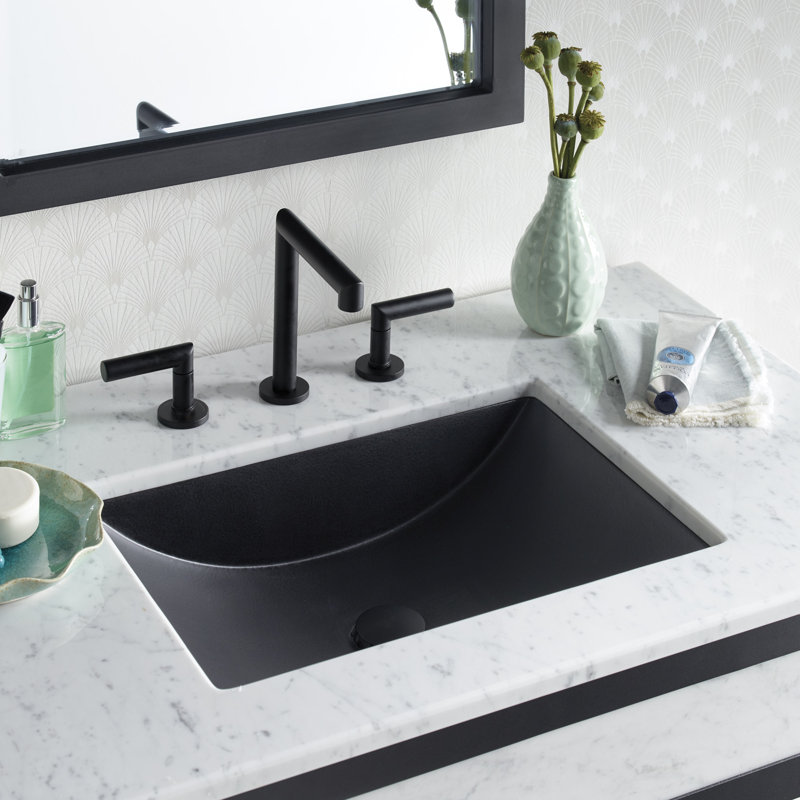 NativeStone Handmade Rectangular Undermount Bathroom Sink, Charcoal