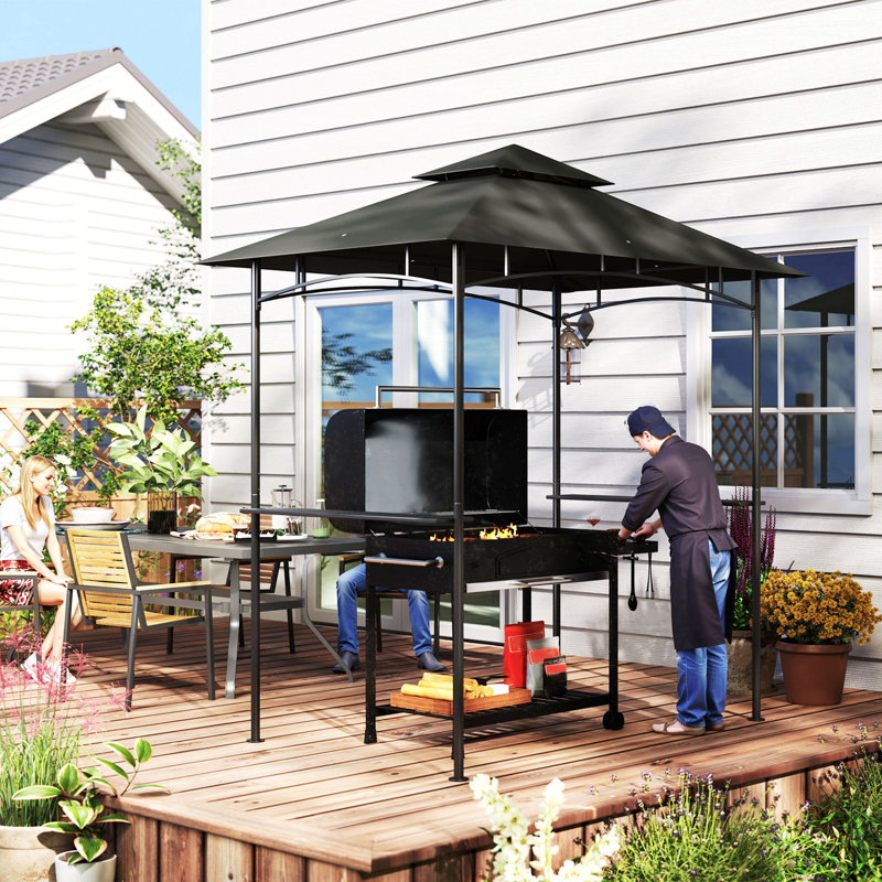 Grill 20 Ft. W x 12.5 Ft. D Galvanised Steel Soft-top Gazebo, Dark Grey