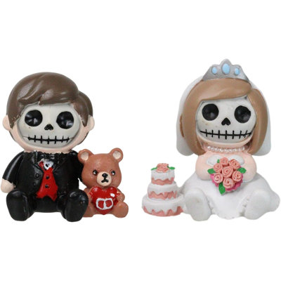 Set Of 2 Mr And Mrs Furrybones Bride Groom Wedding Skeleton Furrybones Figurines