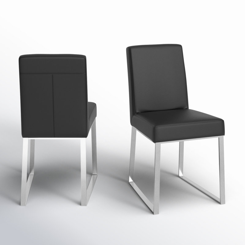 Chaises d'appoint rembourrées en simili cuir Pangea Home Sienna Halewood - Chaises de salle à manger d'intérieur - Chaise moderne - Ensemble de 2 chaises végétaliennes pour la cuisine, la salle à manger, la chambre à coucher ou les salles d'attente