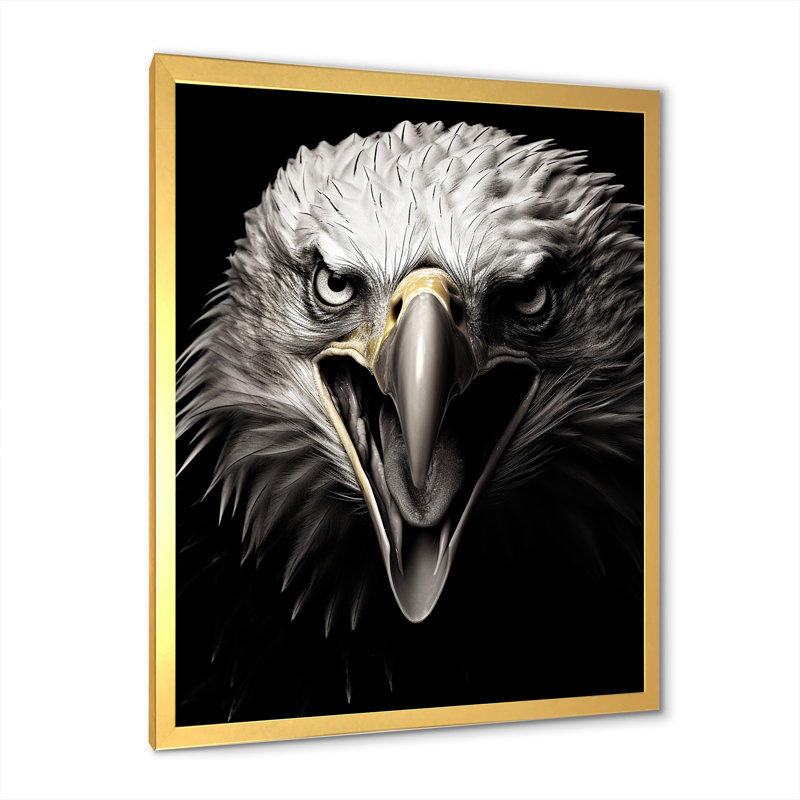 Aigle audacieux, regard fort III, H 44 po x l 34 po x P 1,5 po, Cadre doré simple