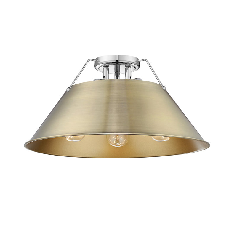 Plafonnier encastré 3 lumières Weatherford, Laiton vieilli, Chrome