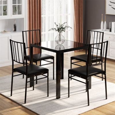 Dorrien Glass Top Metal Base Dining Table