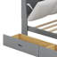 Lit plateforme simple en bois avec tablettes, 2 tiroirs et tête de lit tapissier-2125375069