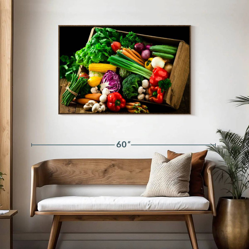 Crate Of Vegetables, Floating Frame Walnut, 43" X 29"