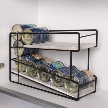 Condreay 3 Tier Stackable Metal Can Organizer, Free Standing Can Storage Dispenser with Side Rack, in Bronze Rebrilliant