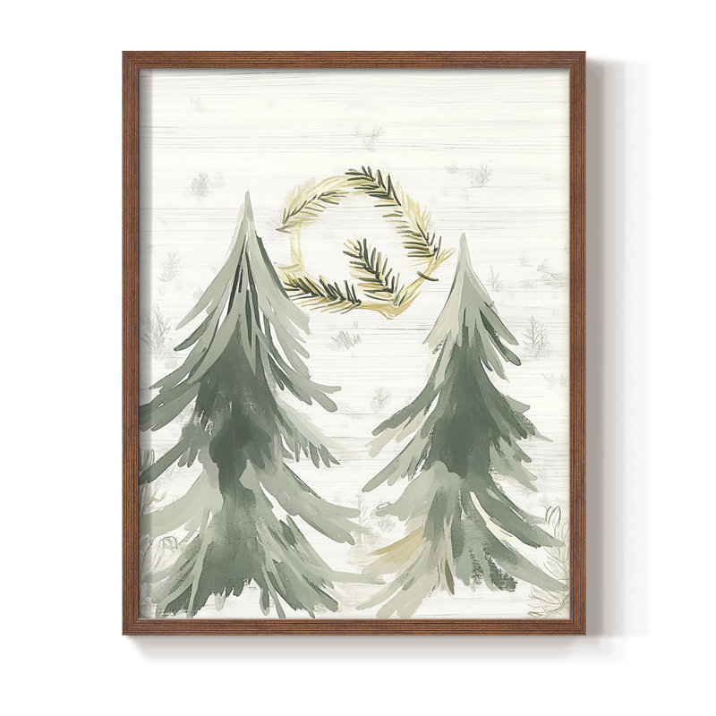 «Christmas Holiday Art», reproduction encadrée Ccclxxi - bois massif, H 11 po x l 9 po, Noyer