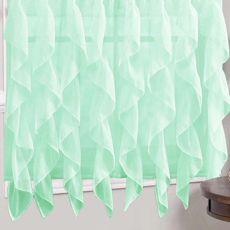 Fulda Semi Sheer Curtain Single Panel, Mint, 50" W x 108" L