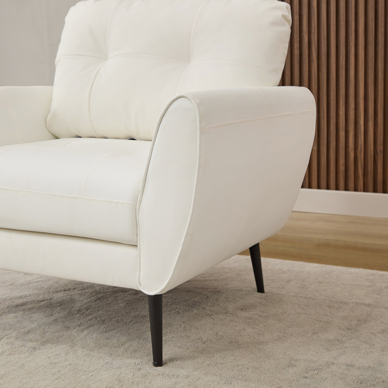 Corvo Faux Leather Armchair, White Faux Leather